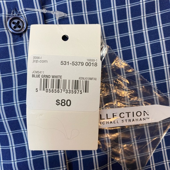 NWT COLLECTION by MICHAEL STRAHAN DRESS SHIRT Blue &White 14 14 1/2 - 32/33 - Picture 3 of 3
